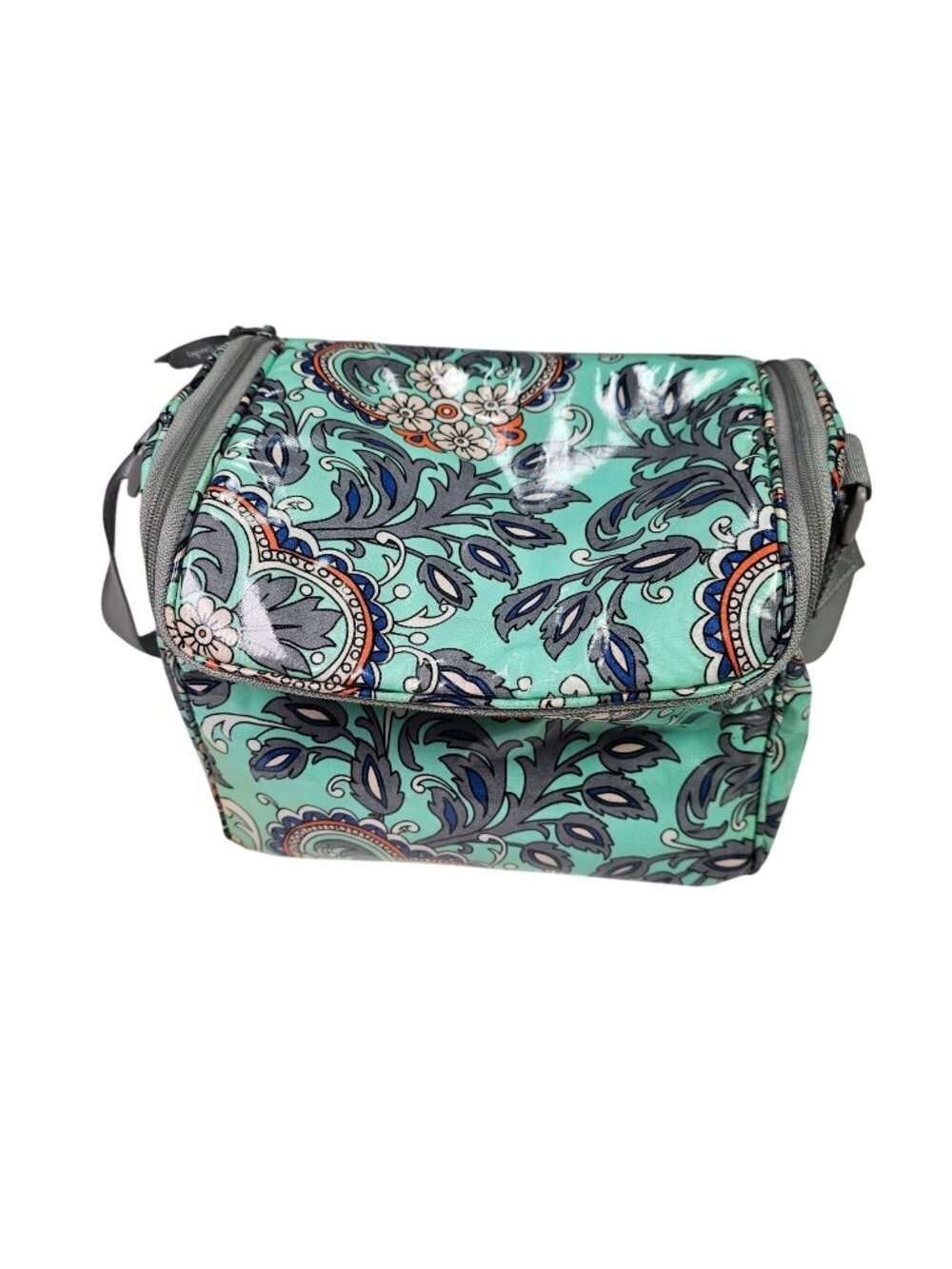 Vera Bradley Insulated Lunch Bag Shoulder Strap Zip Closure 9x7x7" Blue Floral